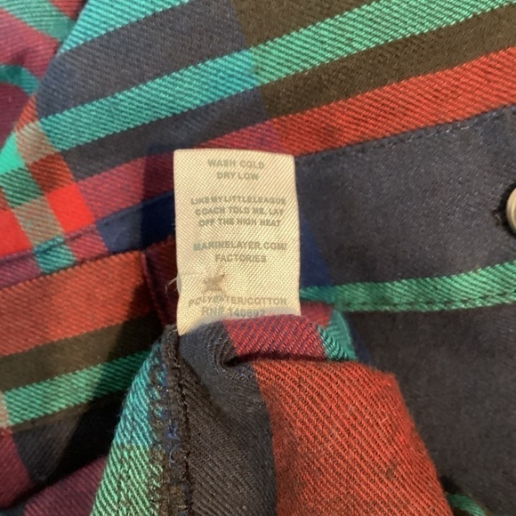 Marine Layer Button Down Top Size L Blue Plaid Long Sleeve - Picture 7 of 7